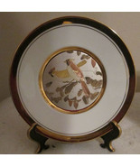 LAL Chokin Art Collection 24KT Gold Rim 6&quot; Plate With two Birds Signed - $28.85