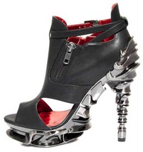 Hades DRACO Black 5&quot; High Spinal Heel Platform Ankle Strap Peep Toe Vega... - $138.00