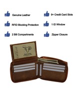 RFID Blocking Men&#39;s Zipper Genuine Leather Zip-Around ID Bifold Wallet R... - $28.52 CAD