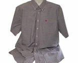 Cinch Shirt Mens XL Pink Blue Plaid Short Sleeve Button Down Casual Western - $22.20