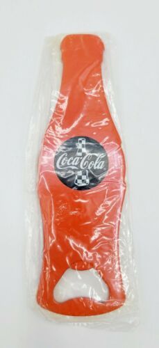 Vintage Coca-Cola Nascar 6&quot; Orange Metal Coke Bottle Shaped Opener - Sealed - $14.84