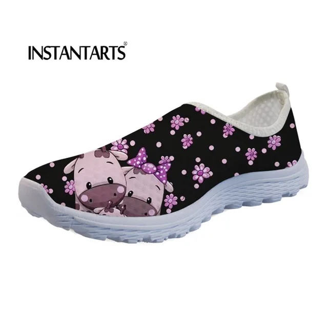 Ing flats shoes cute couple cow pattern women slip on flats zapatillas mujer breathable thumb200