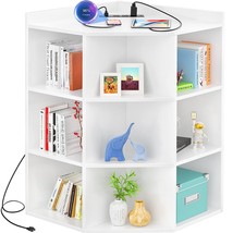 Corner Cabinet, White Corner Storage With Usb Ports And Outlets, Corner Cube Toy - £199.09 GBP