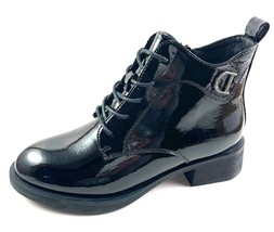 BoNavi 31W7-28 Black Patent Leather Low Lace Up Ankle Dress Bootie - £101.67 GBP