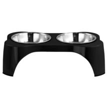 Gibson Home Bow Wow Meow 3 Piece Elevated Pet Bowl Dinner Set in Black - $42.70