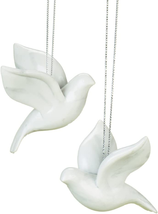 Peaceful White Flying Dove 2.5 Inch Resin Decorative Hanging Ornament Set of 2 - £32.15 GBP