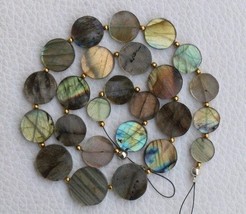 Natural 22 pieces smooth labradorite tire shape Beads 9 -- 15 mm approx...natura - £55.43 GBP