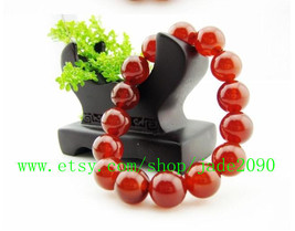 Free Shipping - 100% Nice Natural  Red Jadeite Jade charm beaded jade Bracelet ( - £16.02 GBP