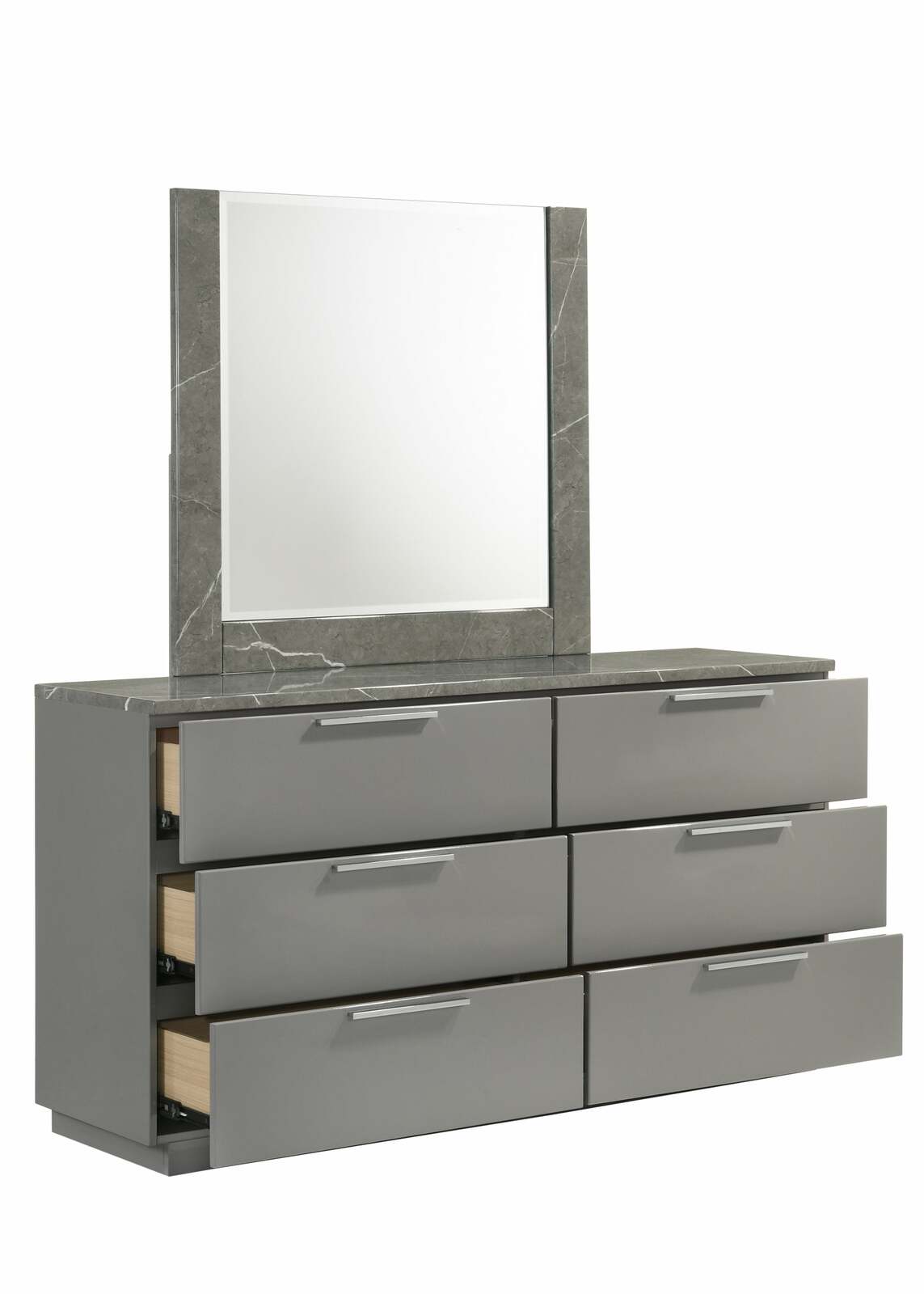 Elara Dresser Gray Two-Tone High-Gloss Marble Lacquer Drawers Item image 5