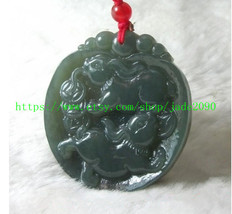 Free shipping -  Amulet Hand carved Natural green jade jadeite Rabbit ch... - $19.99