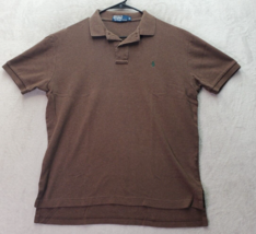 Polo by Ralph Lauren Polo Shirt Men&#39;s Medium Brown High Low Slit Logo Collared - £14.01 GBP