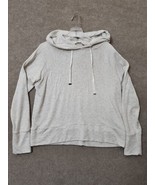 Athleta Open Hearted Hoodie Pullover Womens M Light Gray Sweatshirt Long... - £11.75 GBP