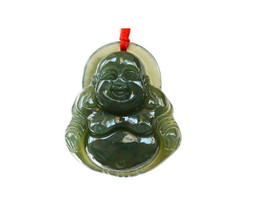 FREE SHIPPING - Real  Natural green jade  jadeite best luck Wealth buddha charm  - £20.59 GBP