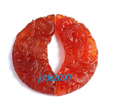 Free Shipping - Amulet auspicious  Dragon and Phoenix  Natural  red agat... - $19.99