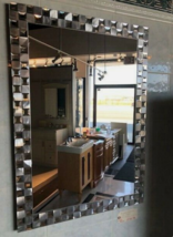 Bathroom Vanity Wall Mirror Steel Mosaic Rectangle Frameless 24X32 LARGE SILVER - £151.39 GBP