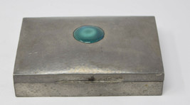 Vintage Tudric Made In England Pewter Enamel Cigar Wood Lined Tobacco Box Humido - £247.13 GBP