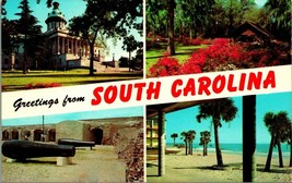 Multiview Banner Greetings from South Carolina SC Chrome Postcard Unused UNP Q17 - $2.92