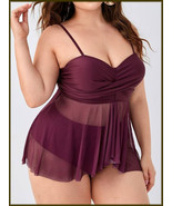 Plus Size Womens 2 Pc Burgundy Wine Sheer Swim Dress XL/1XL  2x/3X  3XL/4XL - $303.99 MXN