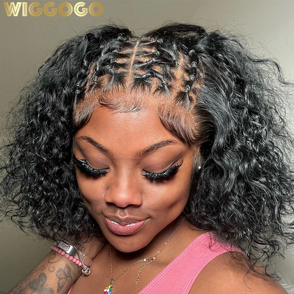 Wiggogo Bob Wig Lace Front Human Hair Wigs 13X4 Hd Lace Frontal Wig Transpare - £39.82 GBP+