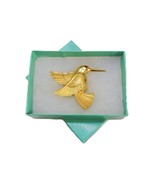 Gold Tone Hummingbird Pin, Pink Gemstone Eye, Vintage Fashion Jewelry, #... - $13.37 CAD