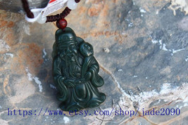 Free Shipping -  Natural Green jadeite jade jade luck buddha charm jade pendant  - £20.59 GBP