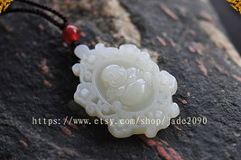 FREE SHIPPING WHITE jade Happy /  happiness /  Compassion Laughing Buddha charm  - £15.84 GBP