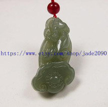 Free Shipping -  Amulet Natural green jade carved ''pi yao'' prayer Health penda - £20.55 GBP