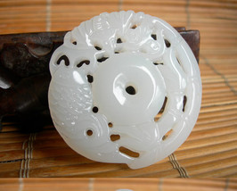Free Shipping - good luck Natural white jade carved prayer Blessing  Hea... - $19.99
