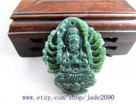 Free Shipping - handmade Natural Green jadeite jade Asia Laughing buddha charm j - £22.52 GBP