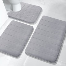 Memory Foam Bath Mat Set, Bathroom Rugs For 3 Pieces, Toilet Mats, Soft ... - $54.99