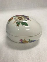 egg shaped trinket box dish Limoges lid floral vanity 6 by 4 by 4 inch F... - $33.41