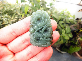 Free Shipping - Amulet auspicious Chinese Dragon Natural real Green jadeite jade - £15.97 GBP
