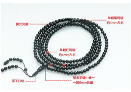 Free shipping - Tibetan Buddhist Natural Black jade prayer beads, yoga and medit - £20.42 GBP