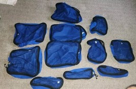 Lot of 11 Mesh AARP Blue &amp; Black Bags Various Sizes Travel Gym Sports - $242.13 MXN