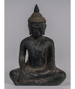 Antike Khmer stil SE Asien sitzender Holz Enlightenment Buddha Statue - $195.79