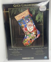 Dimensions Gold Collection Cross Stitch Xmas Stocking Santa's Toys 8818 New Open - $21.97