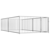 vidaXL Silver Steel Dog Kennel, Rectangular, Outdoor, 78.7"x157.5", Durable - $924.55 CAD