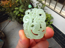 Free Shipping - perfect Natural  Green jadeite jade carved dragon and Phoenix  R - £20.77 GBP