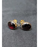 VTG 14k Yellow Gold &amp; Red Garnet Screw Back Earrings Not Scrap 4.25 Gram... - $274.09 CAD