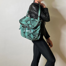 Designer Snakeskin Turquoise Leather Shoulder Bag, amazing color SNAKE S... - £1,296.98 GBP