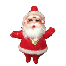 VINTAGE Velvet Flocked Santa Christmas Figure/Ornament Handmade Hand Pai... - $204.85 MXN