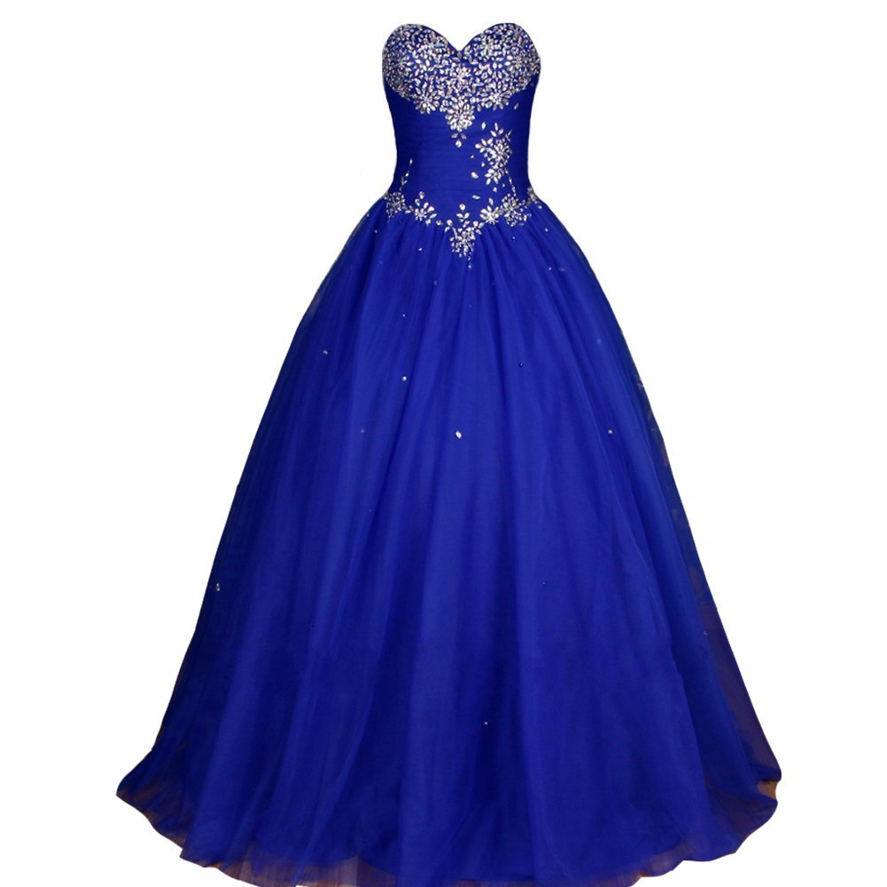 Kivary Crystals Sweetheart Long Ball Gown Corset Prom Quinceanera Pageant Formal