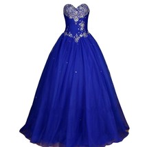 Kivary Crystals Sweetheart Long Ball Gown Corset Prom Quinceanera Pagean... - £116.76 GBP