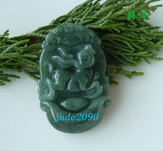 Free shipping -  Amulet Hand carved Natural green jade jadeite Rabbit ch... - £15.94 GBP