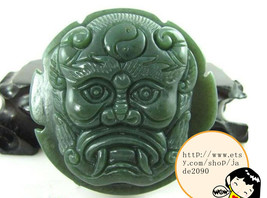 Free shipping - Hand carved  luck Monster Natural green jade jadeite charm jade  - £20.29 GBP