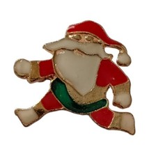 Santa Claus Pin Vintage Enameled Gold Tone Christmas Holiday Mid Century... - $10.87