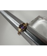 Vintage Sterling Silver Gold Wash Amethyst And Citrine Ring Size 9 - $29.69