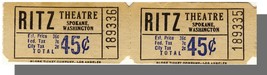 Ritz Theatre Tickets/Pair/45 Cents,Spokane, Washington/WA, 1 - €2,62 EUR