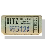 Vintage Ritz Theatre Ticket, Spokane, Washington/WA, 1950&#39;s? - £1.54 GBP