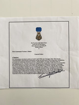 WWII First LT. Vernon J. Baker Signed Medal Of Honor Citation  - £39.34 GBP